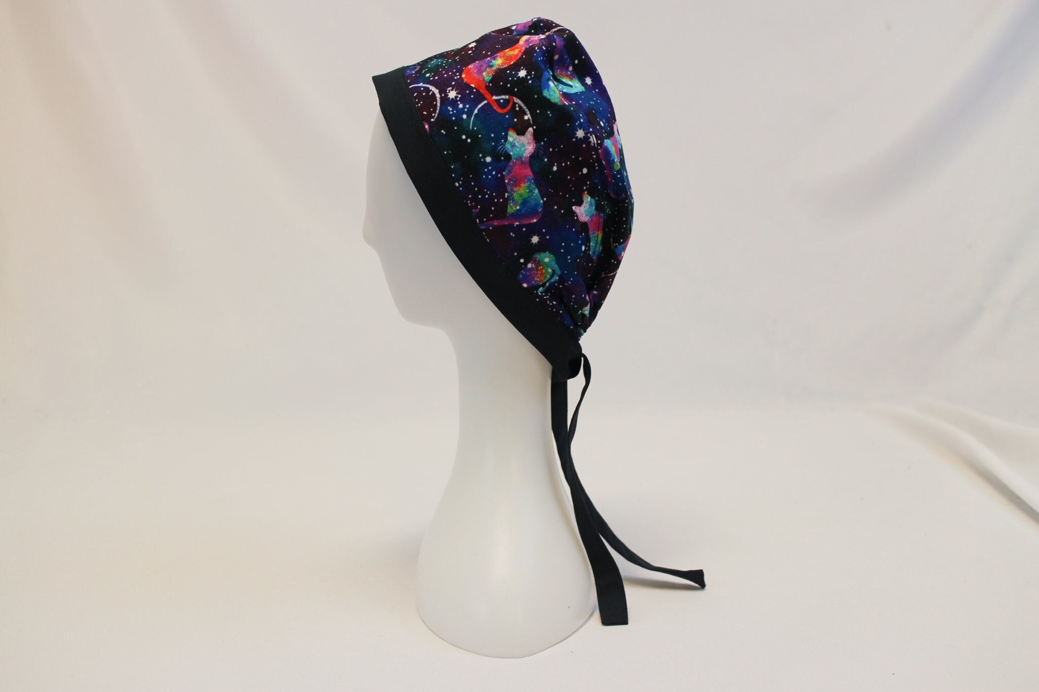 Rainbow Galaxy Cats Surgical Scrub Cap Dentist Vet Chemo Hat