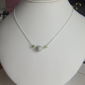 Sterling Silver 16 inch Peridot and Apple Green Jadeite Necklace.