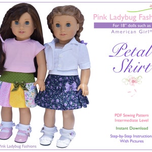 PDF Sewing Pattern for 18 inch AG Dolls “Petal Skirt”