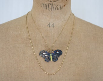 Vintage Reworked Enamel Butterfly Necklace Set