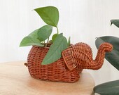 Rattan Wicker Elephant Planter Basket