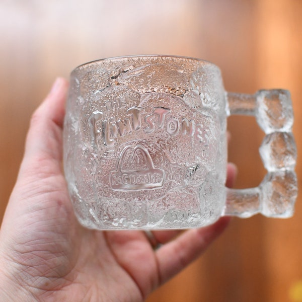 Vintage 90s McDonalds Flinstones Rocky Road Glass Mug // 90s Flinestones Memorabilia