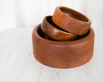 Vintage Hefty Teak Salad Bowl Set // Mid Century Serving Set