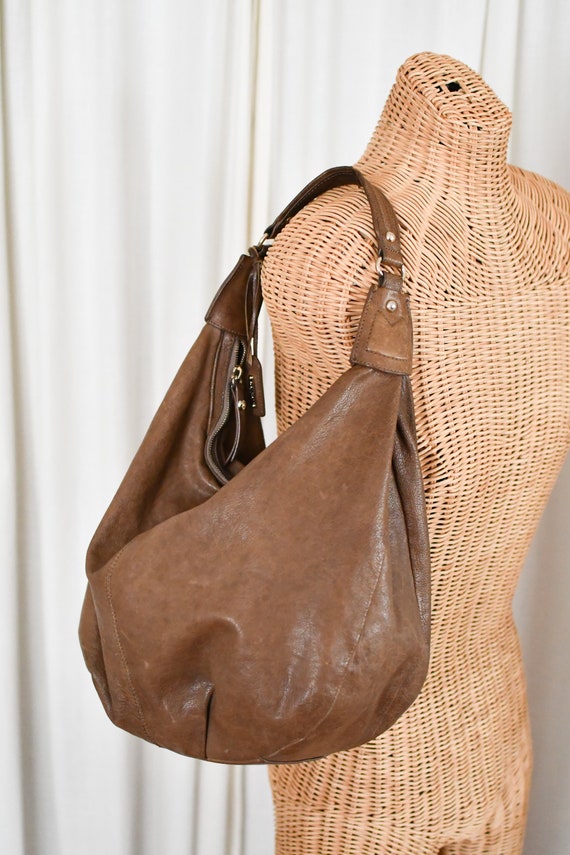 Early 2000s Leather Max Mara Boho Shoulder Bag //… - image 7