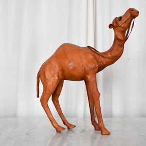 Vintage Leather Wrapped Camel Figurine // Christmas Nativity Camel // Boho Decor