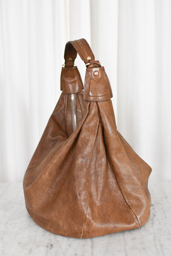 Early 2000s Leather Max Mara Boho Shoulder Bag //… - image 2