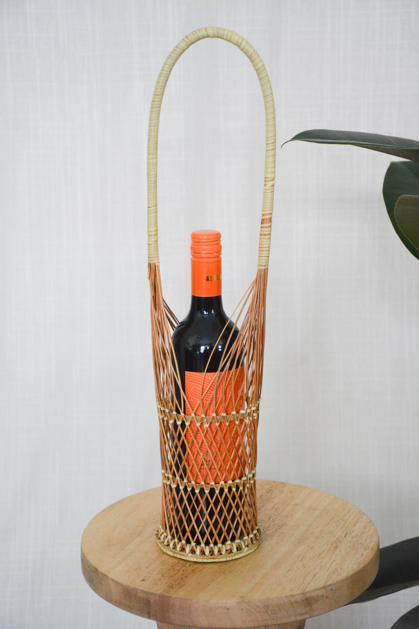 Vintage Rattan Wine Bottle Holder Etsy UK