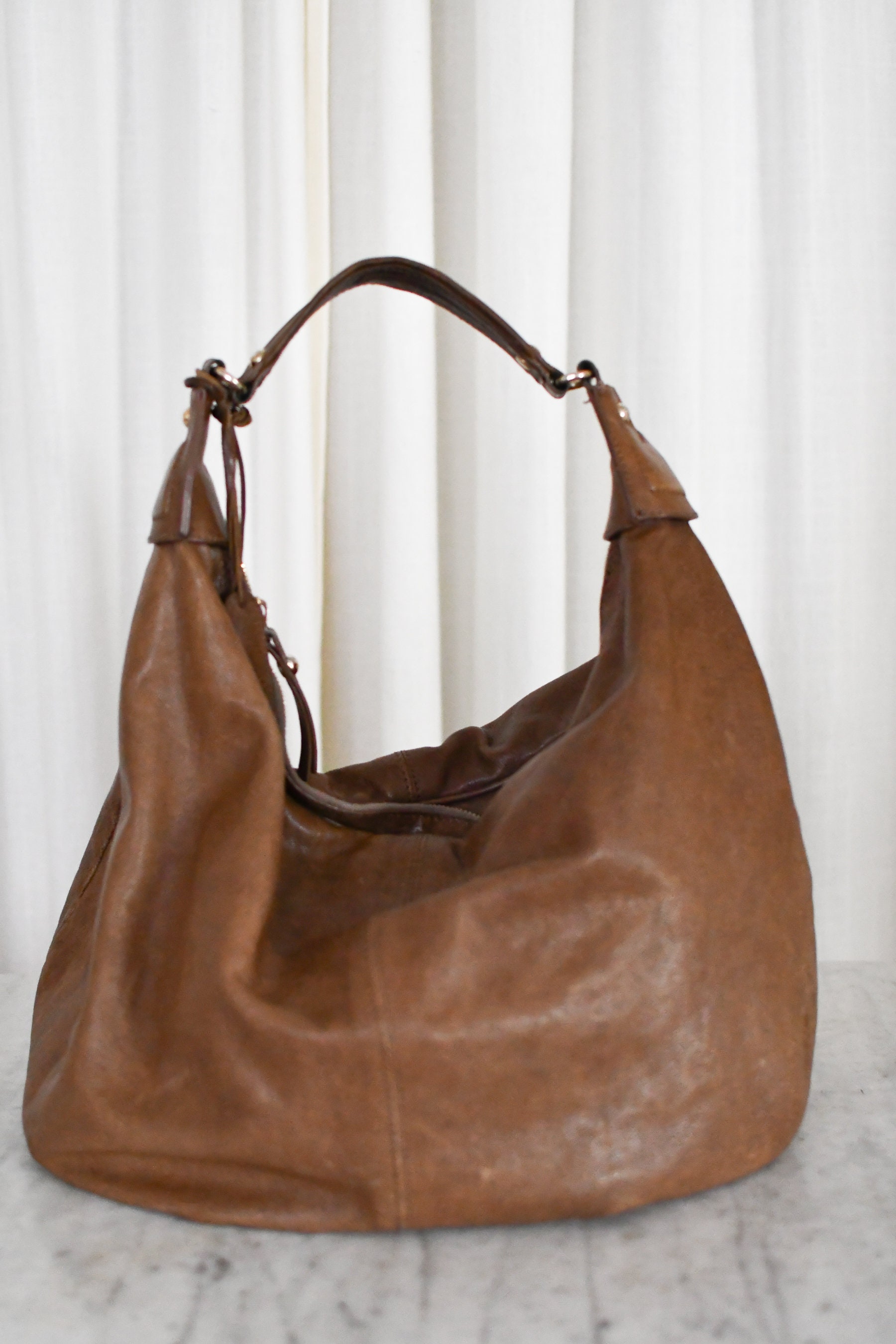 Early 2000s Leather Max Mara Boho Shoulder Bag // Designer - Main Image