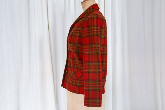 1950's Pendleton Red Plaid Wool Thistle Button De… - image 5