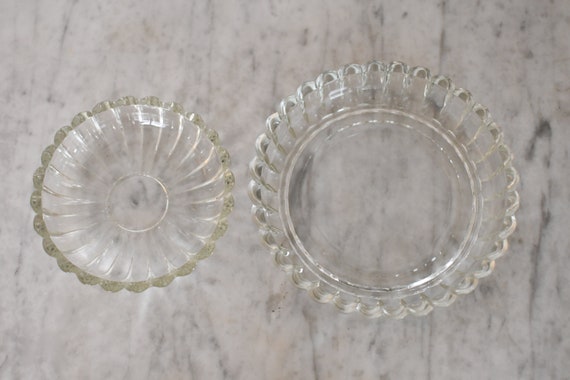 Vintage Set of 2 Clear Ribbed Trinket Bowls - image 1