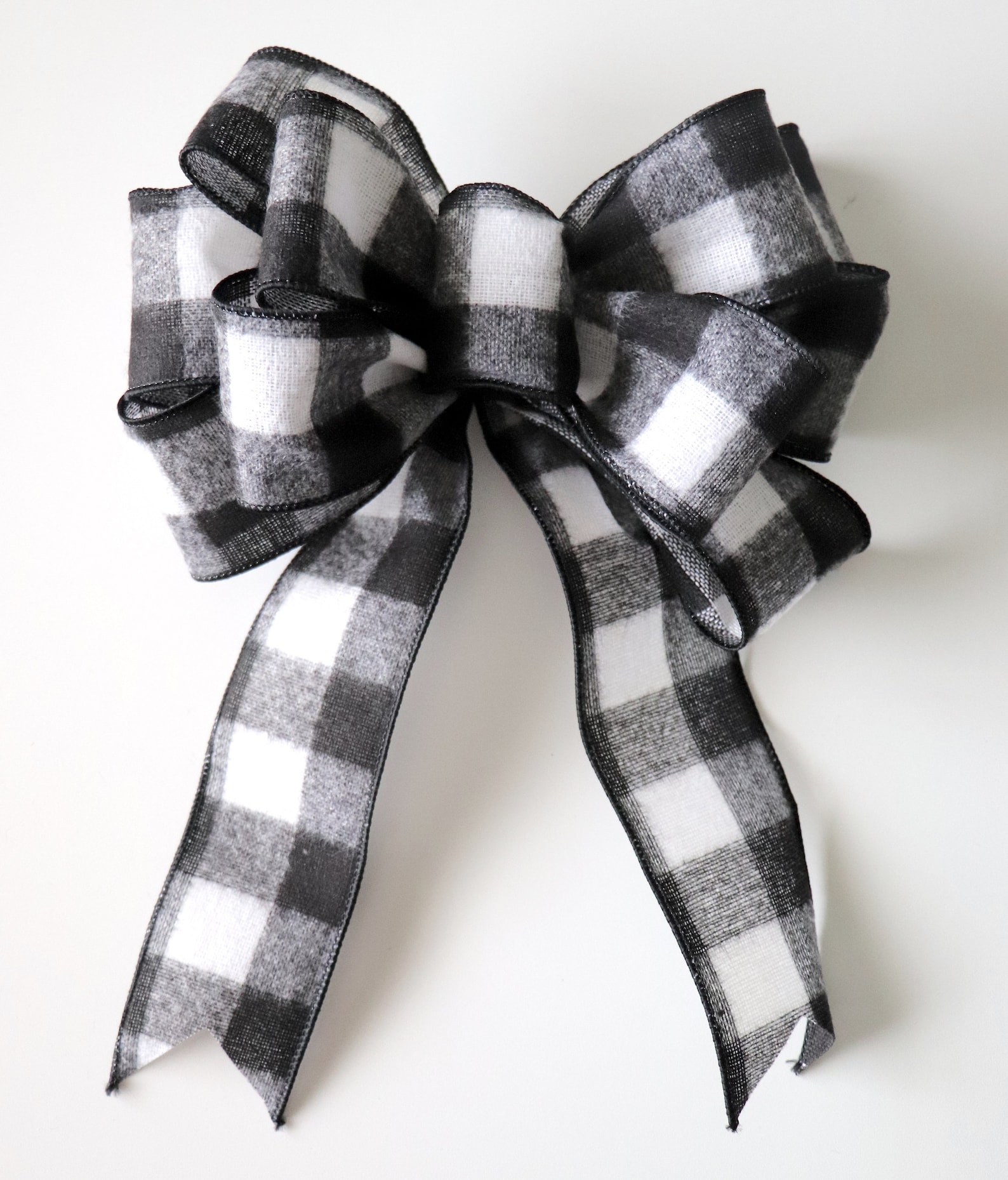 Black and White Buffalo Check Wreath Bow PreMade Checkered Etsy