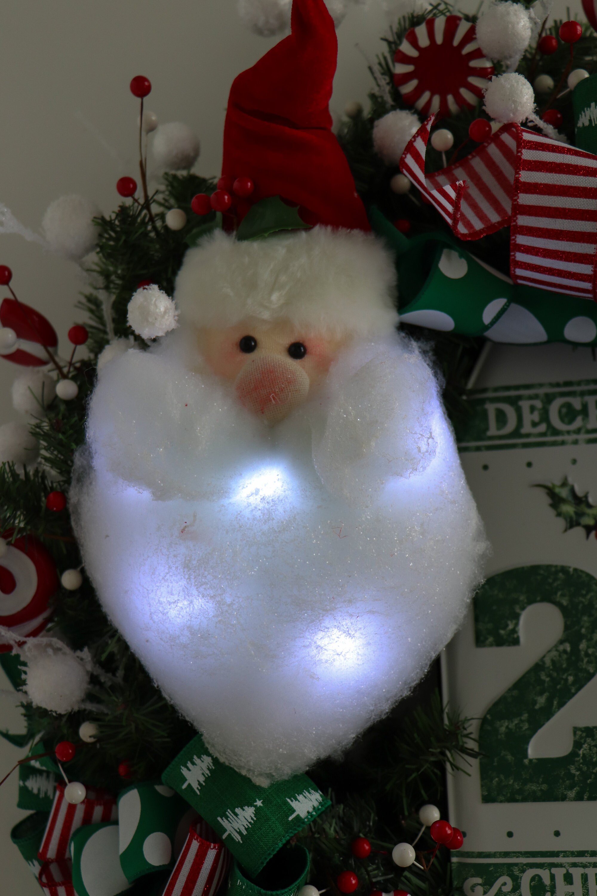 Light up Santa Face Wreath Sign DIY Christmas Wreath Battery Etsy