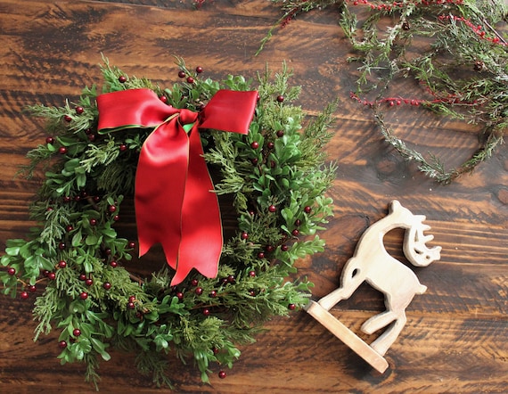 Artificial Christmas Wreaths Front Door Decorations Etsy