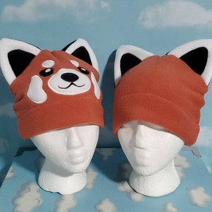 Red Panda Ear Hat Fleece With or Without Face