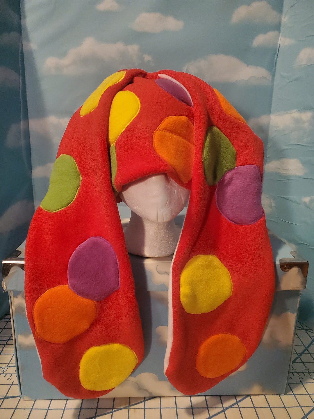 Rainbow Skittles Bunny Rabbit Ear Fleece Hat With Extra Long Ears - Etsy