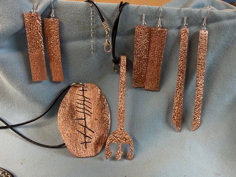Copper earrings rectangular heavy gauge thick from science exploration