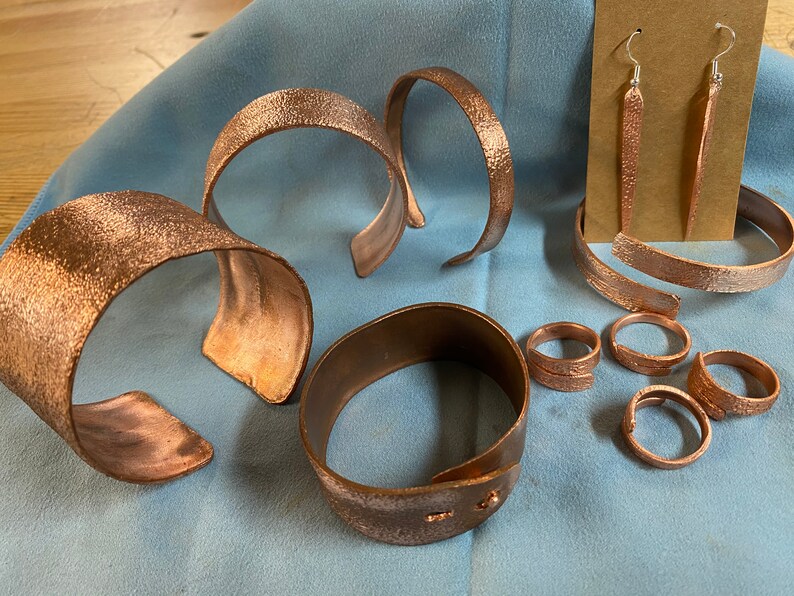 Copper earrings rectangular heavy gauge thick from science exploration