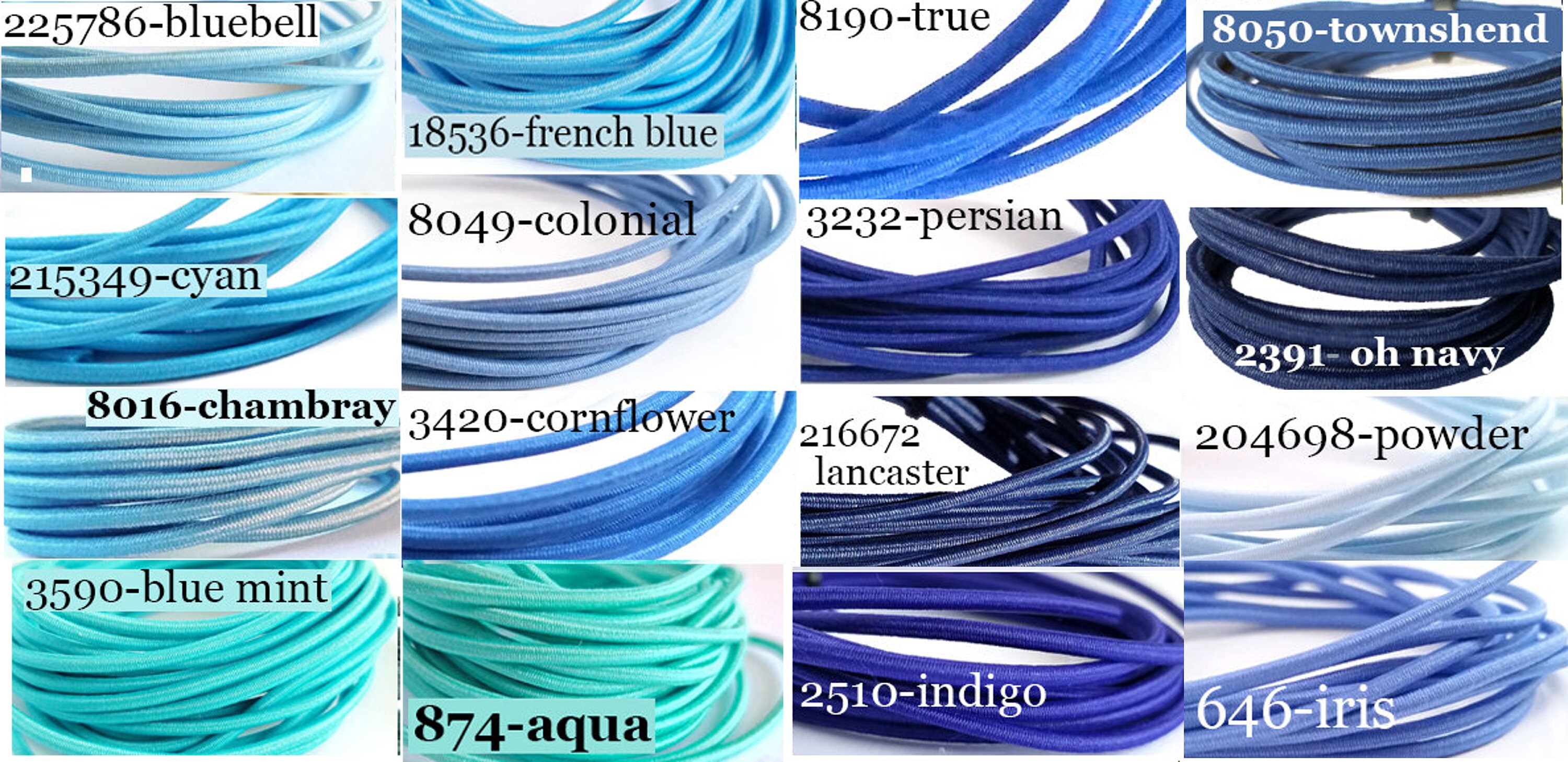 US Seller - 2mm Elastic Cord - Blue Shades - Perfect size for Travele…
