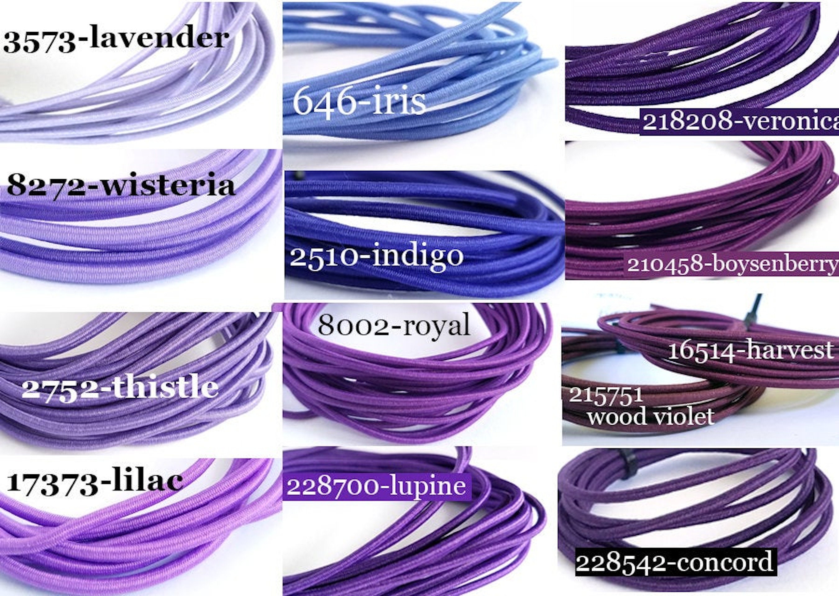 US Seller - 2mm Elastic Cord - Purple Shades - Perfect size for Trave…