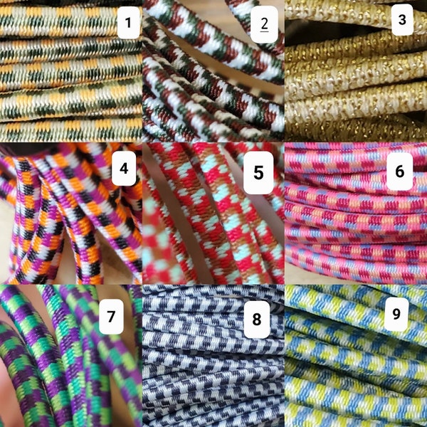 US Seller - 2mm & 2.5mm MULTICOLORED elastic cord - Fancy Patterns - great for traveler's notebooks
