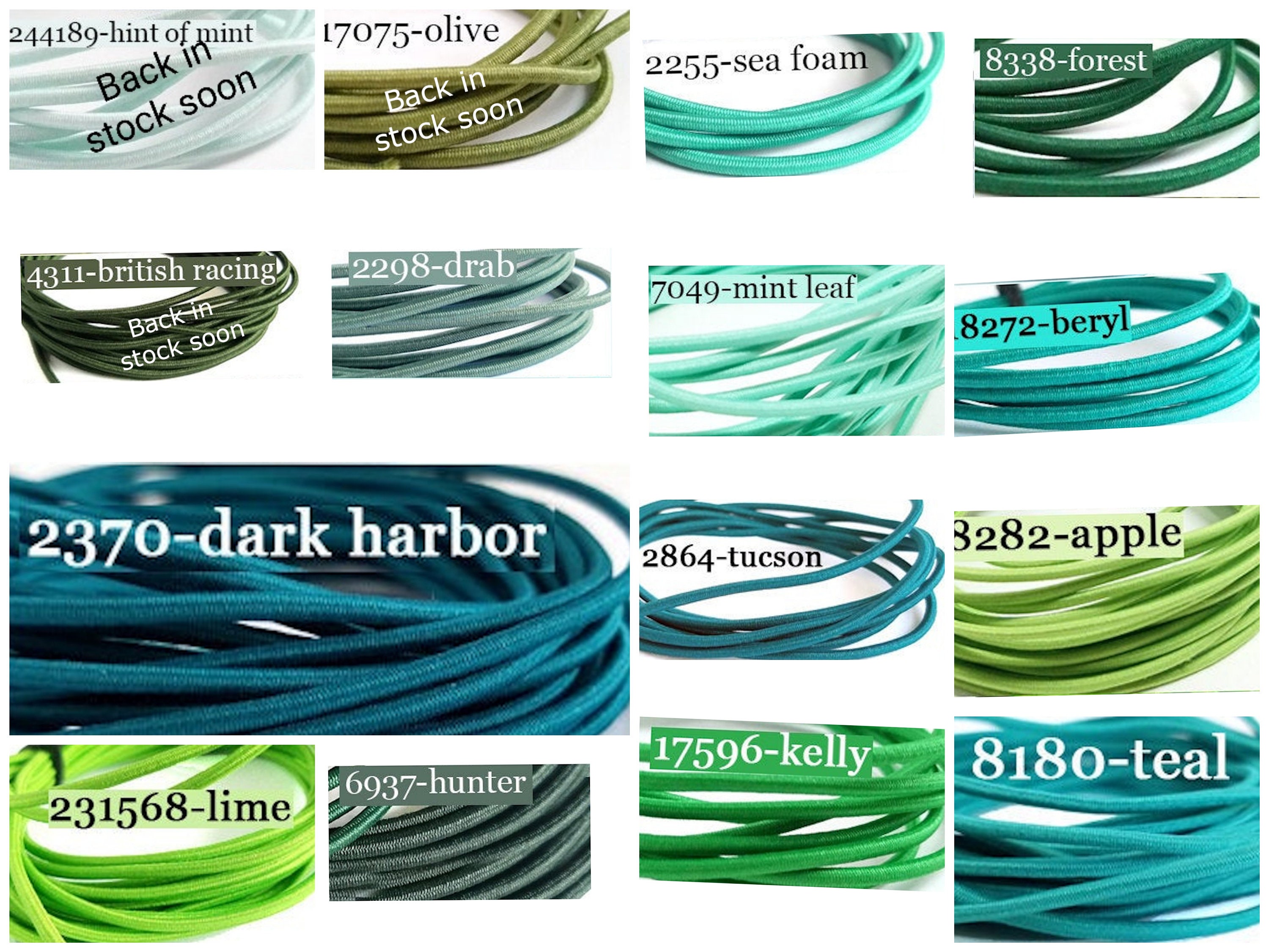 US Seller - 2mm Elastic Cord - Green Mint Teal - Perfect size for Tra…