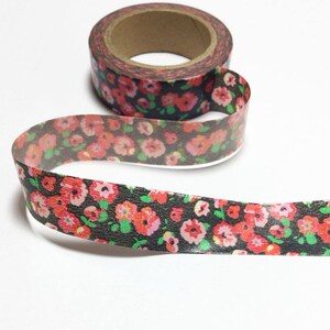 Black Flower Garden Washi Tape / zwarte bloemen Masking Tape / zwarte bloem decoratief Tape / Floral Planner Sticker 10m c16