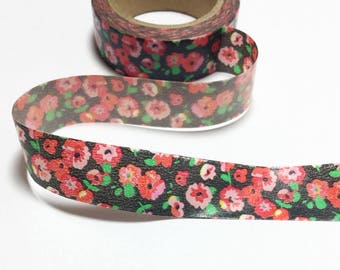 Black Flower Garden Washi Tape / Black Floral Masking Tape / Black Flower Decorative Tape / Floral Planner Sticker 10m c16