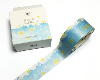 Star & Sea Washi Tape | Japan Blue Masking Tape | Kawaii Japan Decorative Tape | Scrapbooking Planner Sticker 5m N05