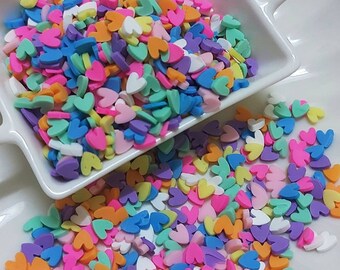 Posypki Serca Pastelowe Tęczowe Polimerowe Gliny Kaboszon Konfetti Posypki Decoden Rzemiosło Biżuteria Charms Nail Art Plasterek Faux A13