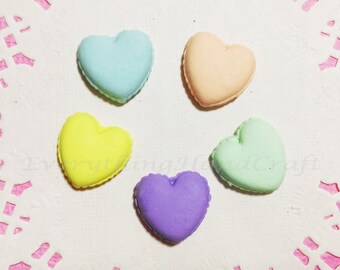 Cabochon Polymer Clay / Embellishment Beads / DIY / Decoden Craft / Jewelry Phone case Charms Mini Heart (5pcs) a18
