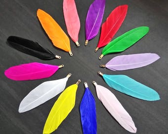 Colorful Feather Charm | Natural Feather Charm | Handmade Jewelry Making Supplies| Pendant Bracelet Earrings 1pc CHA52