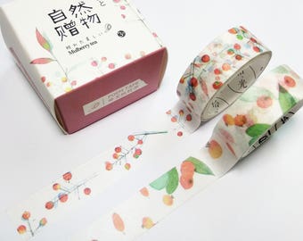 Red Berry Washi Tape | Japan Masking Tape | Kawaii Japan Decorative Tape | Japan Scrapbooking Planner Sticker 3m (2pcs) Q12