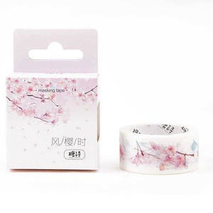Sakura Blume Washi Tape | Rosa Kirschblüten Breites Masking Tape | Kawaii Japan Deko Tape | Scrapbooking Planner Sticker 5m N04