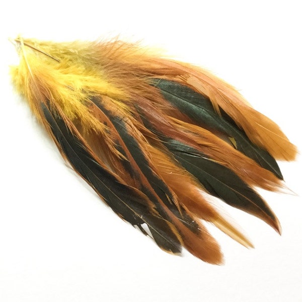 Feathers  Orange dyed | Strung Schlappen feather | Earrings feathers | Millinery Jewelry Crafts supplies| Hair accessories FA17