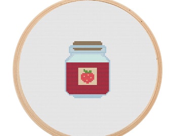 Sweet Strawberry Jam Modern Cross Stitch Pattern |Digital Cross Stitch Printable PDF |Needlework Embroidery Craft Instant download PT20