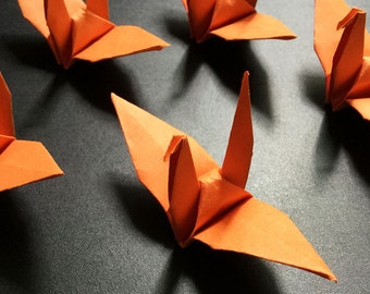 Origami Paper Crane | Handmade ORANGE Cranes | Handcrafted Party Wedding Thanksgiving Christmas Decoration Confetti Japan Washi Folded