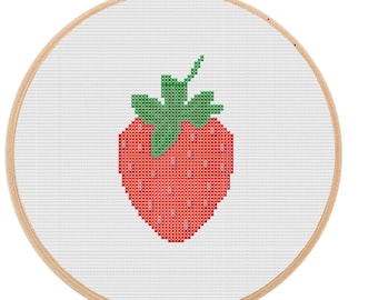 Sweet Strawberry Fruit Modern Cross Stitch Pattern |Digital Cross Stitch Printable PDF |Needlework Embroidery Craft Instant download PT19