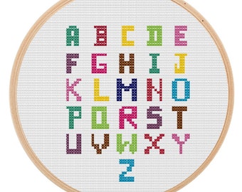 Alphabet Modern Cross Stitch Pattern |Digital Cross Stitch Printable PDF File Pattern |Needlework Embroidery Craft Instant download PT31