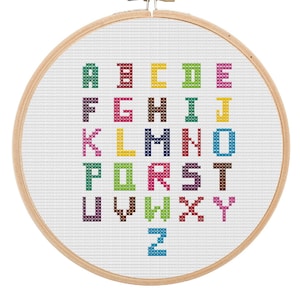 Alphabet Modern Cross Stitch Pattern |Digital Cross Stitch Printable PDF File Pattern |Needlework Embroidery Craft Instant download PT31