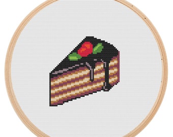 Chocolate Fudge Cake Cross Stitch Pattern |Digital Cross Stitch Printable PDF |Needlework Embroidery Craft Instant download PT21