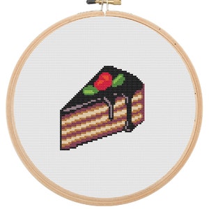 Chocolate Fudge Cake Cross Stitch Pattern |Digital Cross Stitch Printable PDF |Needlework Embroidery Craft Instant download PT21