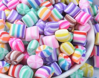 Rainbow Swirl Candy Mixed Cabochon Polymer Clay Decoden Craft Jewelry Charms Resin Grab Bag Assorted Set 10pcs C30