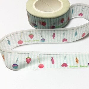 Lolly Pop Strawberry Washi Tape / Lolly Pop Bande décorative / Ruban adhésif fraise / Kawaii Washi Tape 10m a18
