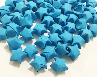 Origami Lucky Stars | Zwykły niebieski papier gwiazdki | Ręcznie składana gwiazda życzeń | Boże Narodzenie Dziękczynienia ozdoba party rękodzieło wesele