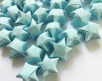 Origami Lucky Stars | Zwykły Baby Blue Wishing Star | Papierowe gwiazdki | Boże Narodzenie Dziękczynienia ozdoba party rękodzieło wesele