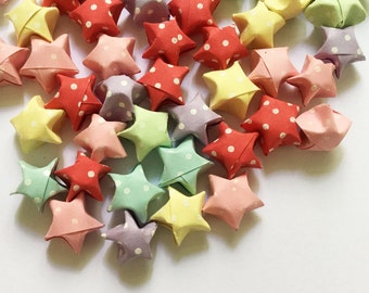 Origami Lucky Stars | Handmade Paper Stars | Mixed Polka Dot Rainbow Wishing Star Folded | Thanksgiving Christmas Decoration Confetti ST07