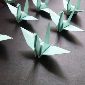 Grúa de papel de origami | Grúas del AZUL de BEBÉ hecha a mano | Boda fiesta artesanal gracias Navidad decoración Confetti Japón Washi doblado