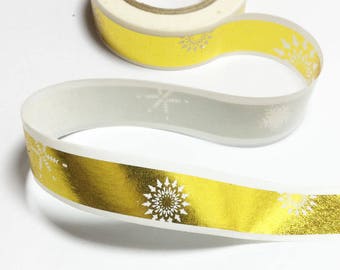 Snowflake Gold Foil Washi Tape / Gold Foil Decorative Tape / Snowflake Gold Foil Masking Tape / Kawaii Washi Tape /Gold Deco Tape 10m g14