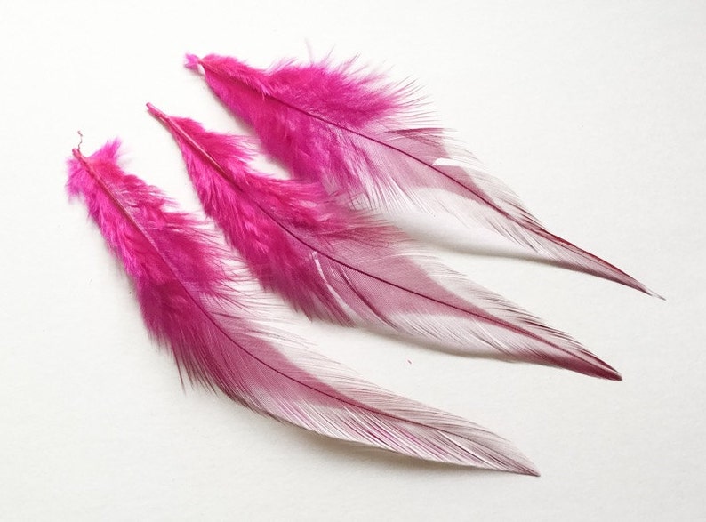 Feather Pink Saddle Hackles Dyed Earrings feathers Millinery Jewelry Crafts supplies Hair accessories FA22