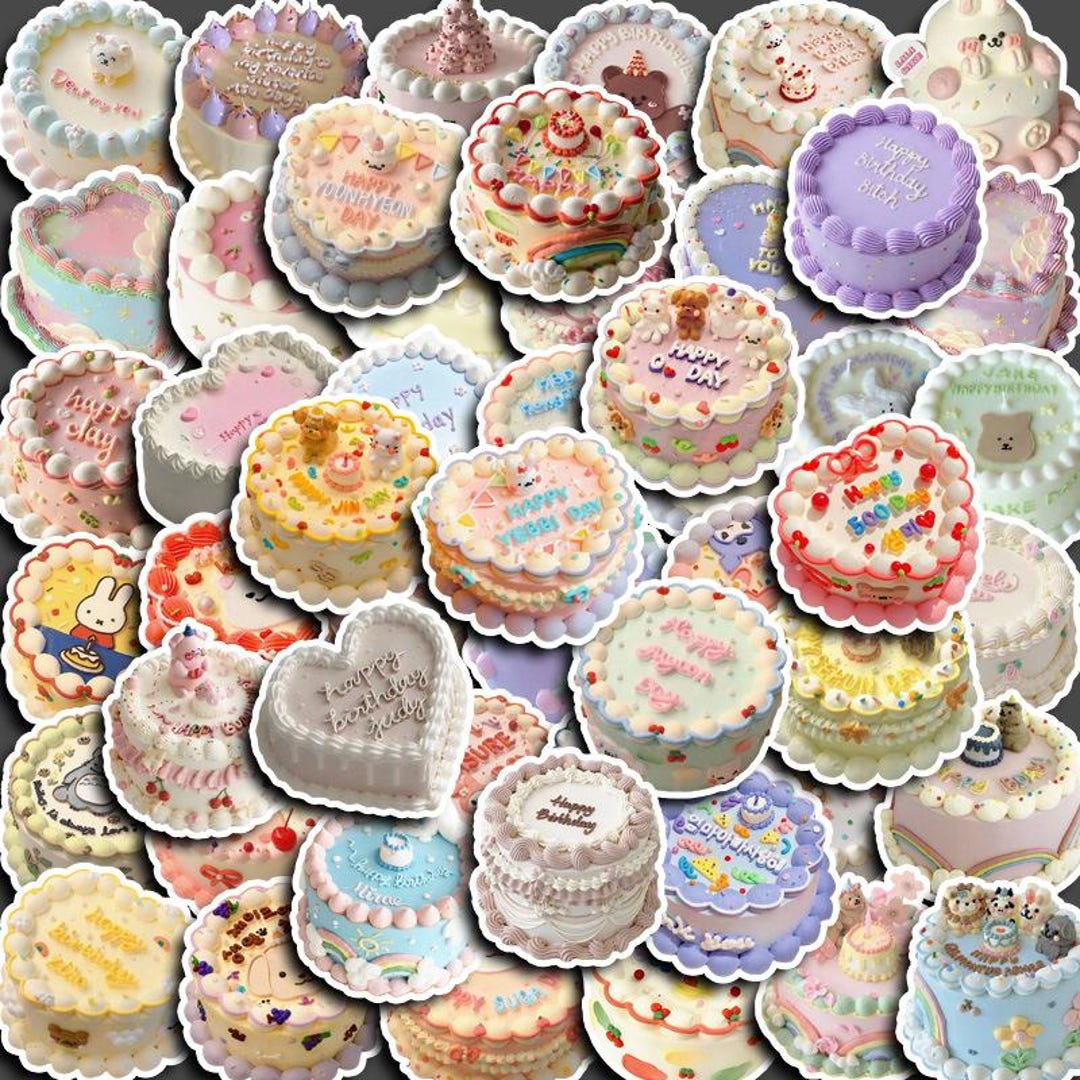 50pcs Birthday Cakes Sticker Decals Planner Stickers Journal ...